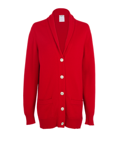 Chanel Logo Button Cardigan, Cashmere, Red, UK6, 2*