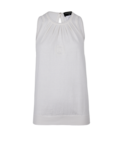 Chanel Sleeveless Knit Vest, &pound;390, Clothing, White, Cotton, Front view