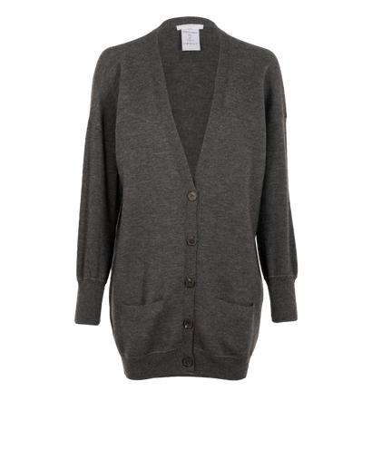 Chloe V Neck Cardigan, &pound;150, Clothing, Grey, Cashmere/Wool, Front view