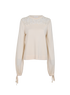 Chloe Lace Detail Jumper, &pound;195, Clothing, Cream, Silk/Wool, Front view