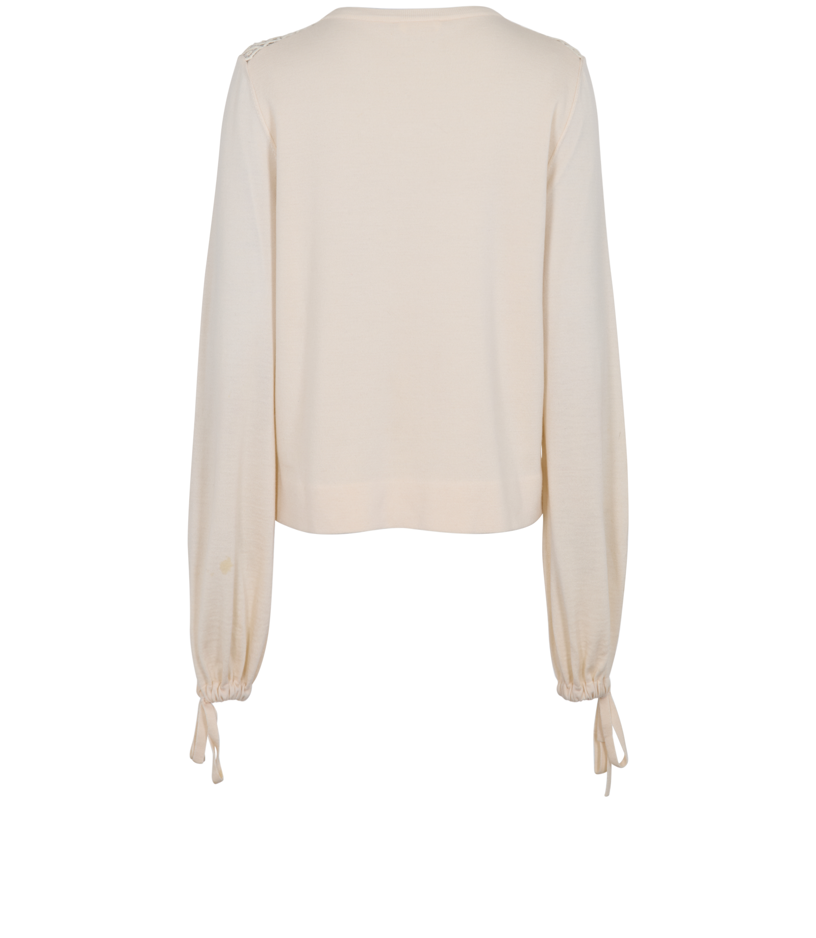 Chloe Lace Detail Jumper, &pound;195, Clothing, Cream, Silk/Wool, Back view