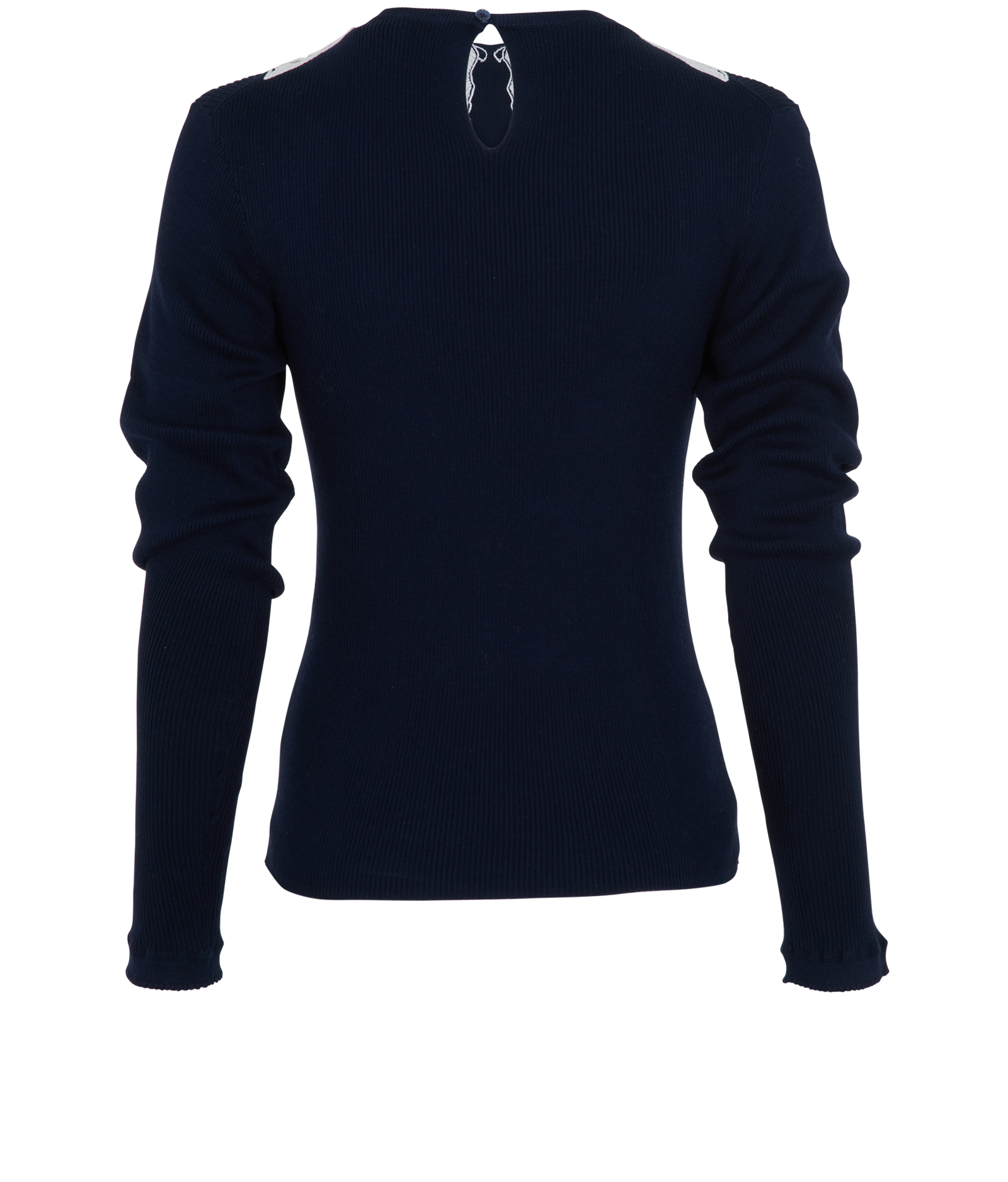 Chloe Knit Fitted Jumper, &pound;180, Clothing, Navy/White, Cotton, Back view