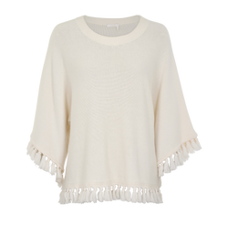 Chloe Tassel Knit Jumper, Cotton/Wool, Cream, Sz XS, 3*