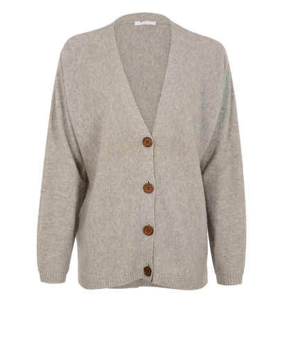 Chloe Button Up Cardigan, &pound;150, Clothing, Grey, Cashmere, Front view