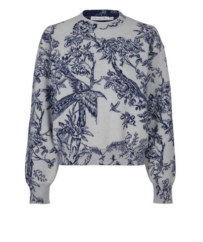 Dior Floral Jumper, &pound;550, Clothing, Blue/Grey, Cashmere/Wool, Front view