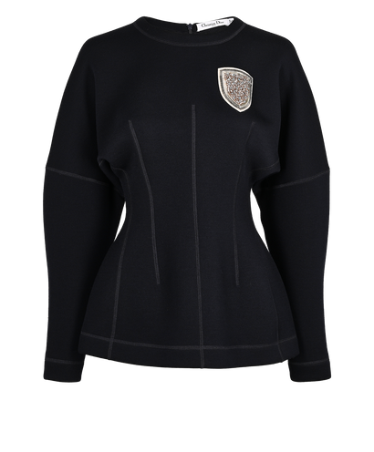 Christian Dior Badge Sweater, £395, Clothing, Blue, Cotton, Front view