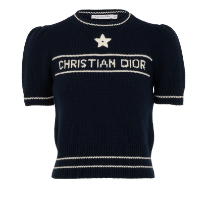 Christian Dior Short Sleeved Jumper, &pound;850, Clothing, Navy, Cashmere/Wool, Front view