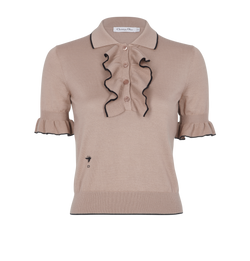 Christian Dior Ruffles Short Sleeve Jumper, Cashmere/Silk, Pink, UK8, 3*