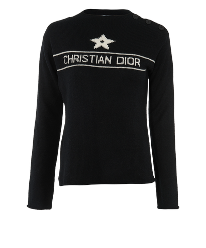 Christian Dior Logo Sweater, &pound;695, Clothing, Black/White, Cashmere, Front view