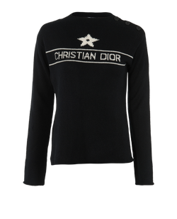 Christian Dior Logo Sweater, Cashmere, Black/White, UK10, 2*