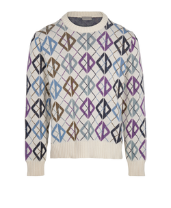 Christian Dior Geometric Print Jumper, Men, Wool, Multi, Sz S, 3*