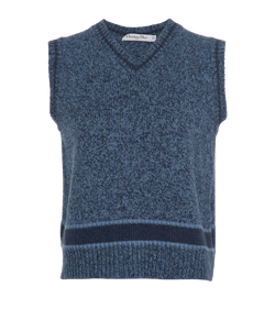 Christian Dior Pull Over Knit Vest, Wool, Blue, UK14, 3*