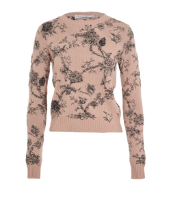 Christian Dior Floral Embroidered Jumper, Cashmere, Pink, UK8, 2*