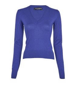 Dolce & Gabbana V-Neck Jumper, Cashmere/Silk, Blue, UK10, 3*