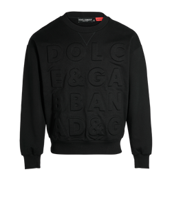 Dolce and Gabbana Debossed Logo Sweatshirt, Cotton, Black, Sz XS, 3*