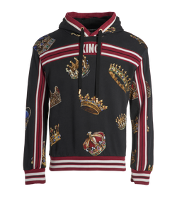 Dolce & Gabbana King Hoodie, Mens, Cotton, Black, Sz S, 2*