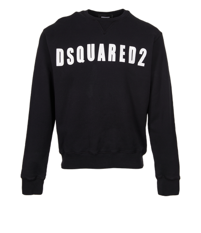 D Squared Logo Jumper, &pound;160, Clothing, Black, Cotton, Front view