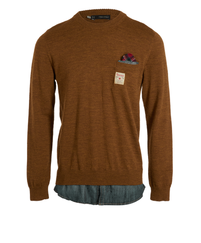 D Squared Layered Jumper, &pound;175, Clothing, Brown, Wool, Front view