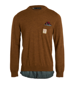 D Squared Layered Jumper, Mens, Wool, Brown, Sz L, 2*