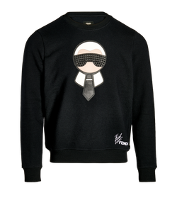 Fendi X Karl Lagerfeld Karlito Jumper, Mens, Cotton, Black, Sz XS, 3*