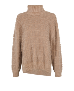 Fendi FF Logo Jumper, Polyamide, Taupe, UK10, 2*