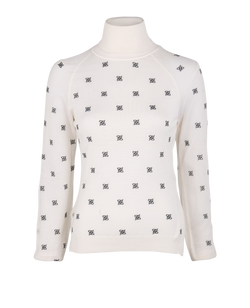 Fendi Karligraphy Turtleneck, Wool/Silk, Cream, UK6, 3*