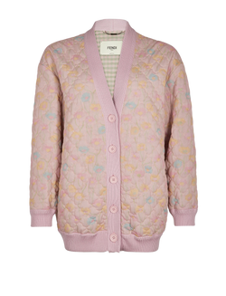 Fendi Pastel Quilted Cardigan, Polyester, Pink, UK8