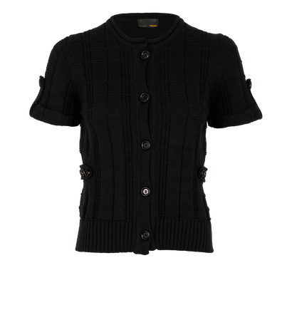 Fendi Knit Short Sleeve Cardigan, &pound;220, Clothing, Black, Cotton, Front view