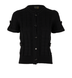 Fendi Knit Short Sleeve Cardigan, Cotton, Black, UK8, 2*