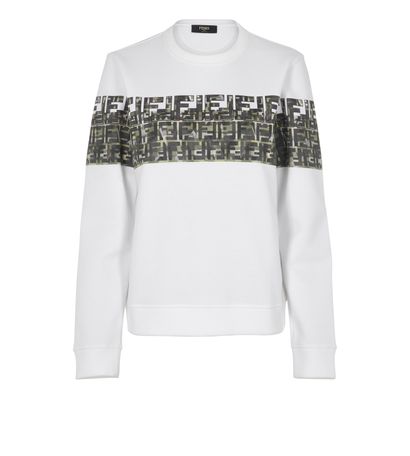 Fendi FF Logo Sweatshirt, &pound;160, Clothing, White, Cotton, Front view