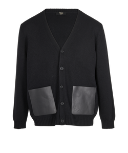 Fendi Knitted Leather Pocket Cardigan, Jumpers - Designer