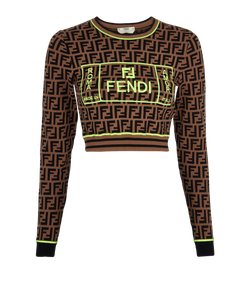 Fendi Roma Cropped Jumper, Poly, Monogram, UK6, DB, 3*