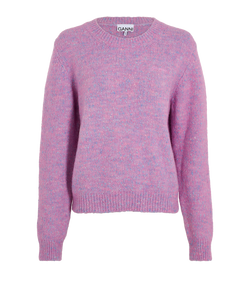 Ganni Melange Effect Crew Jumper, Alpaca Wool/ Cotton, Purple, M, 3*