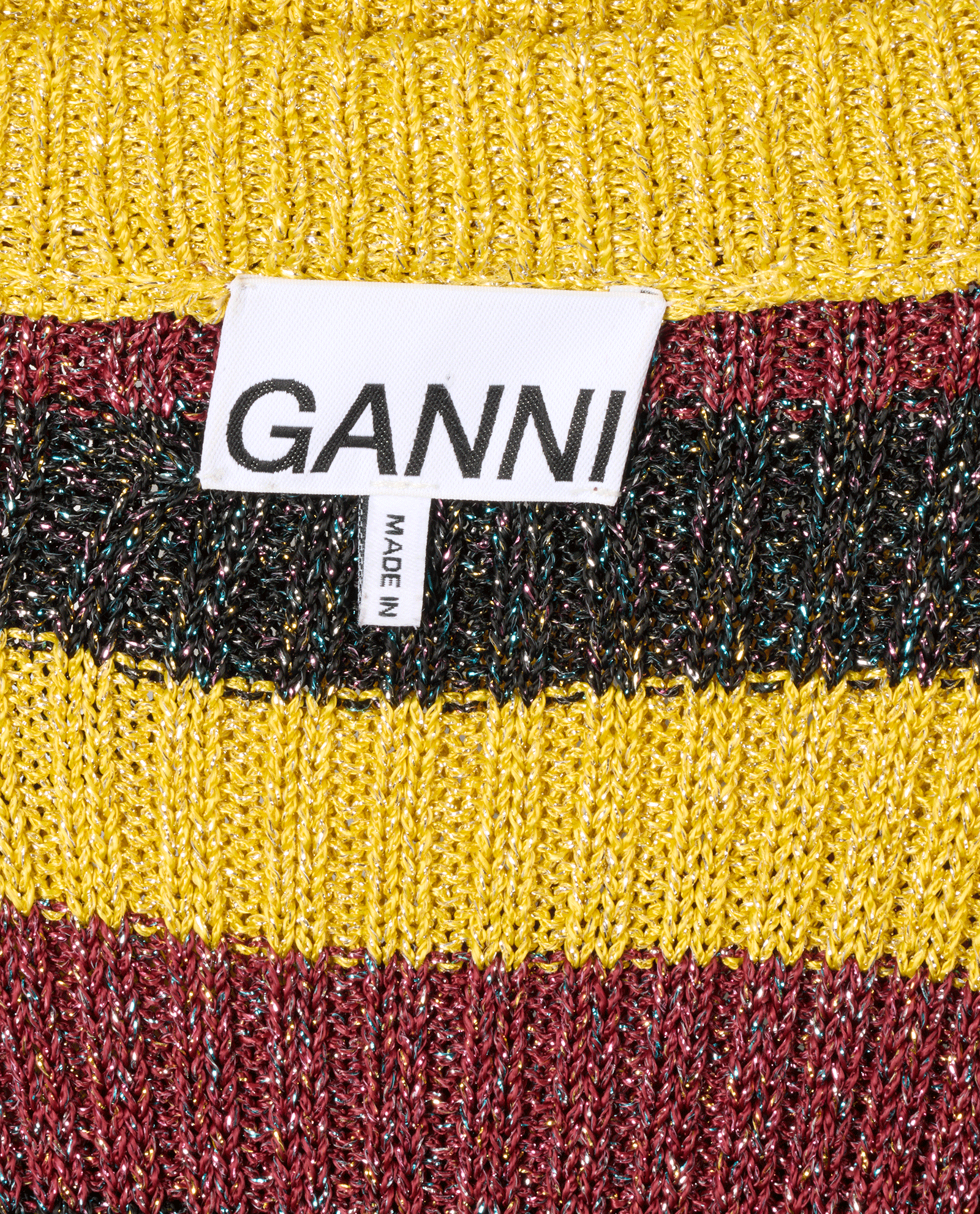Ganni Glitter Striped Jumper, &pound;60, Clothing, Pink/Yellow, Viscose, Other view