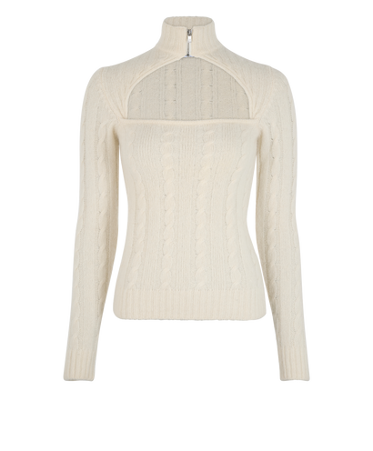 Ganni Cable Knit Turtleneck Sweater, &pound;80, Clothing, Cream, Alpaca Wool/Polyester (Polymer), Front view