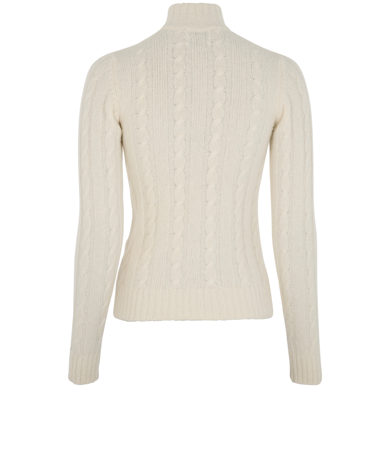 Ganni Cable Knit Turtleneck Sweater, &pound;80, Clothing, Cream, Alpaca Wool/Polyester (Polymer), Back view