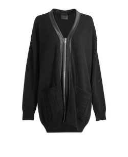 Givenchy Oversized Long Cardigan, Wool, Black, Sz S, 3*