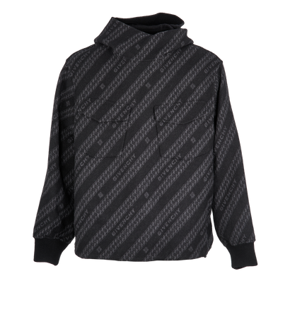 Givenchy Logo Print Hoodie, &pound;310, Clothing, Grey, Wool, Front view