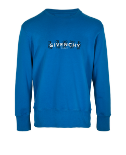 Givenchy Logo-Print Sweatshirt, Mens, Cotton, Blue, Sz M, 2*