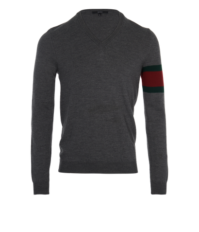 Gucci Web V-Neck Jumper, front view