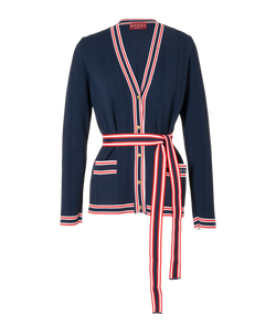 Gucci Belted Web Cardigan, Viscose, Navy, Sz S, 3*