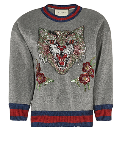 Gucci embellished Angry Cat Jumper, front view