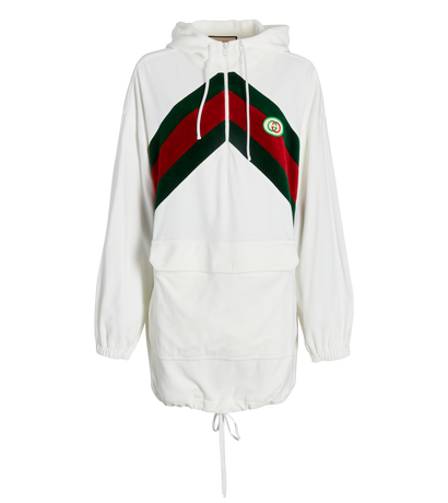 Gucci Web Stripe Hooded Dress, front view