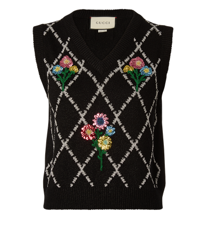 Gucci Embellished Sweater Vest, &pound;250, Clothing, Black, Viscose, Front view