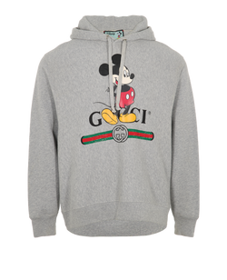 Gucci x Disney Mickey Mouse Hoodie, Mens,  Cotton, Grey, Sz S, 2*