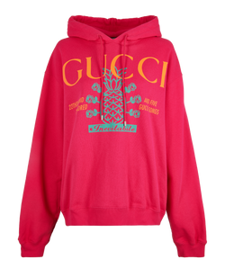 Gucci Hooded Sweatshirt, Cotton, Fuchsia, Sz M, 3*