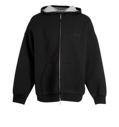 Gucci Logo Zip Hoodie, &pound;495, Clothing, Black, Viscose, Front view