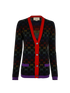 Gucci GG  Rainbow Cardigan, £395, Clothing, Black/Red, Wool, Front view