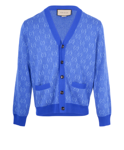 Gucci GG V-Neck Cardigan, &pound;420, Clothing, Blue, Wool, Front view