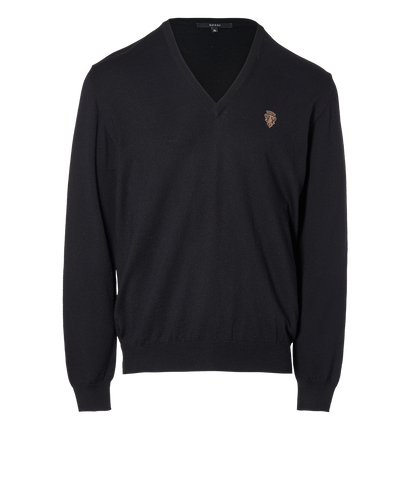 Gucci V-Neck Jumper, &pound;120, Clothing, Black, Wool, Front view